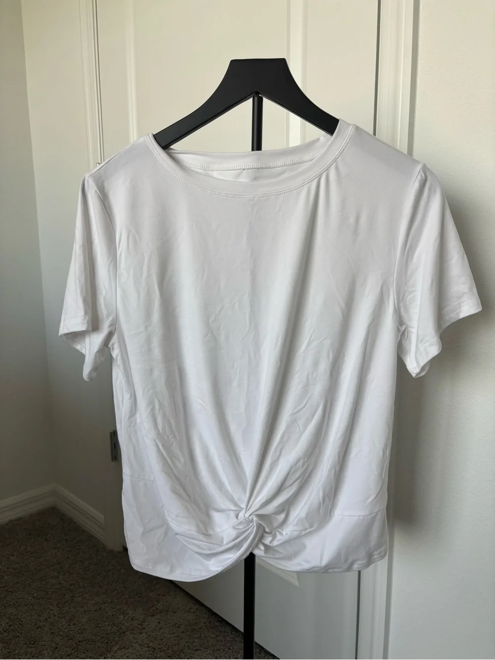 Classic Twist-Front Short Sleeve Tee in White
